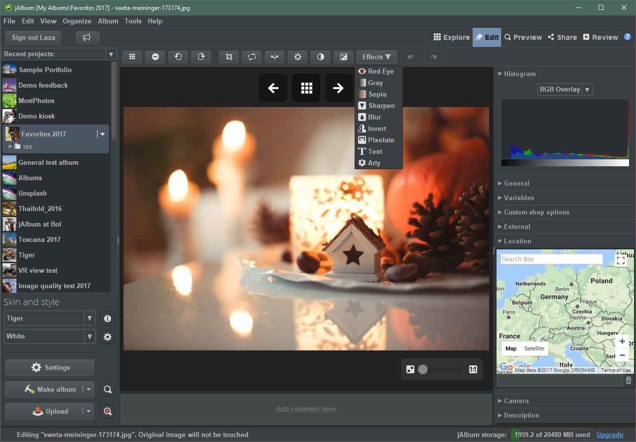 jAlbum 15's User Interface